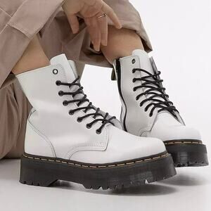 Dr. Martens Jadon Platform Lace Up Boots In White